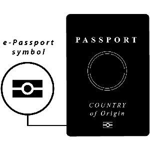 e-Passport symbol and passport
